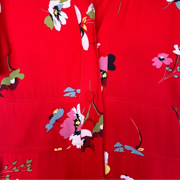 Cabi 6128 Afternoon Dress Midi Red Garden Floral Print Button Down - Picture 5 of 10